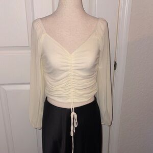 Lulu's Cream Ruched Blouse